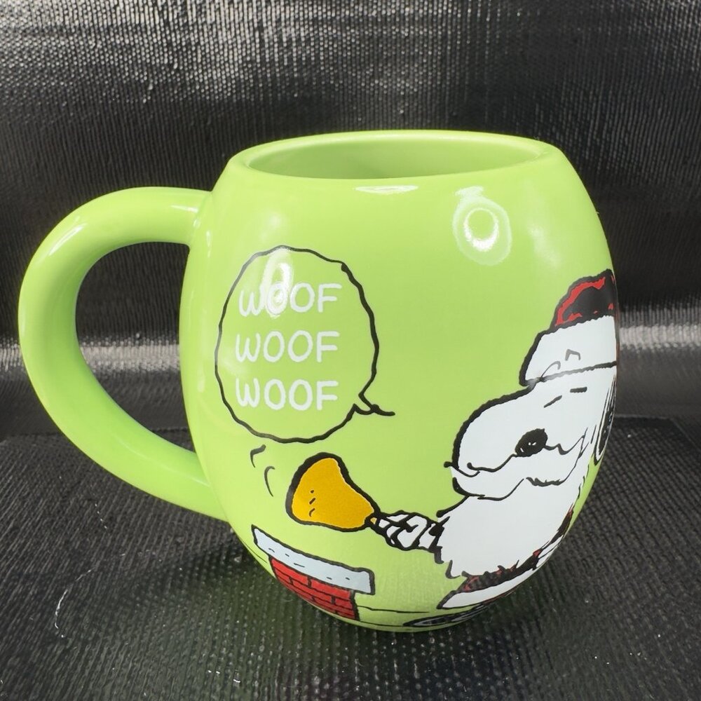 Peanuts KCare Santa Snoopy Woodstock Coffee Cup Mug Woof Woof Woof Ho Ho Ho Mug